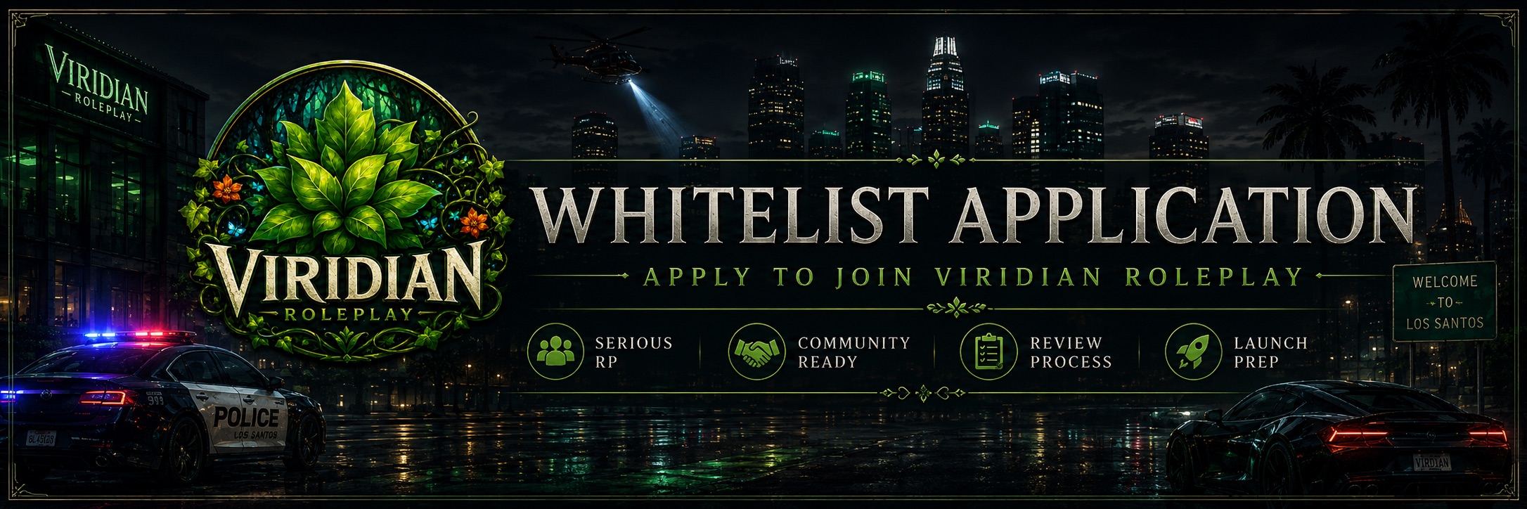 Viridian Roleplay whitelist application artwork